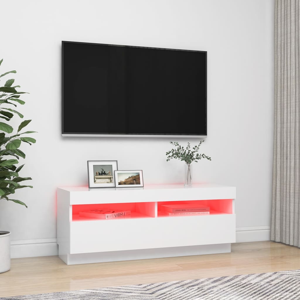 vidaXL TV-taso LED-valoilla valkoinen 100x35x40 cm