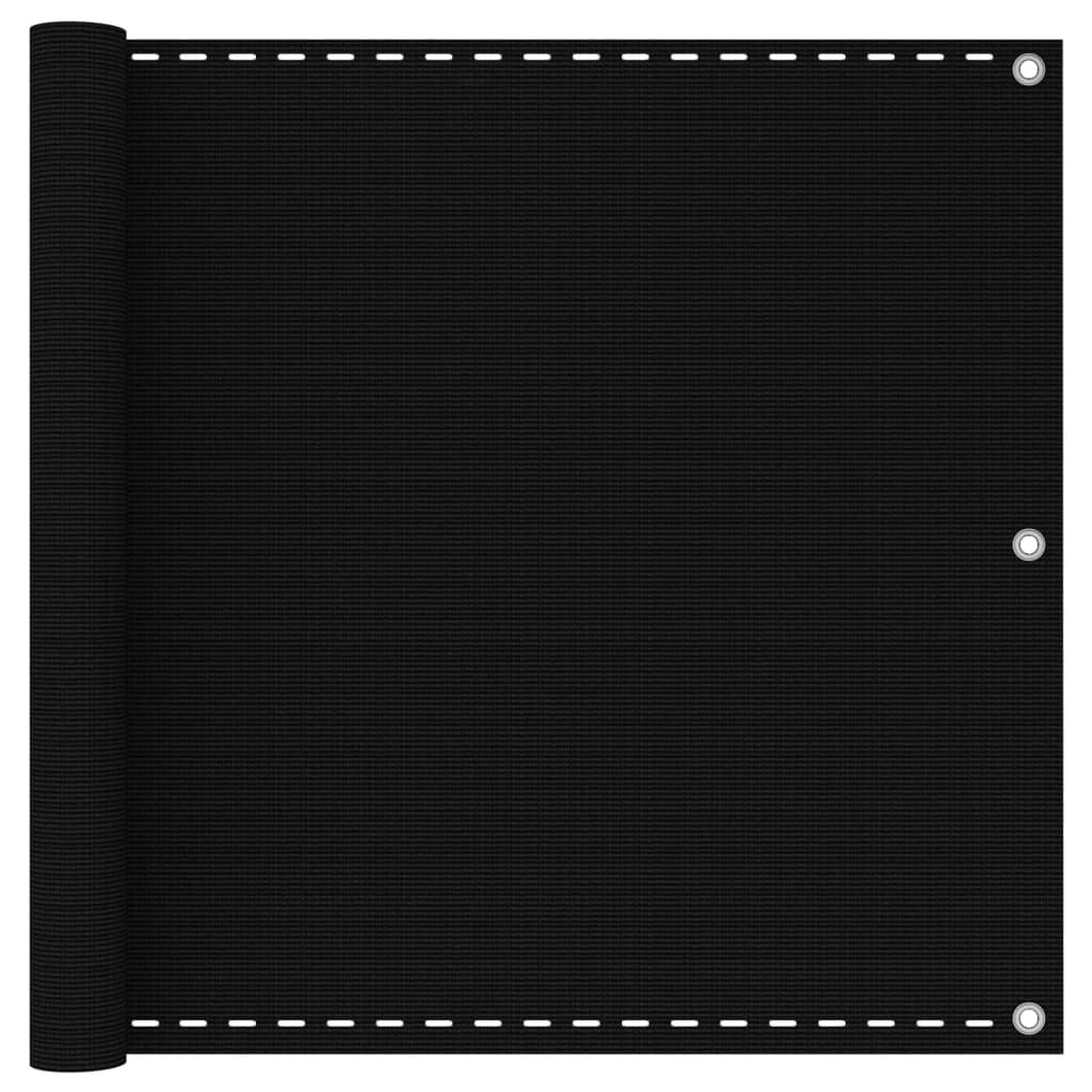 vidaXL Parvekkeen suoja musta 90x500 cm HDPE