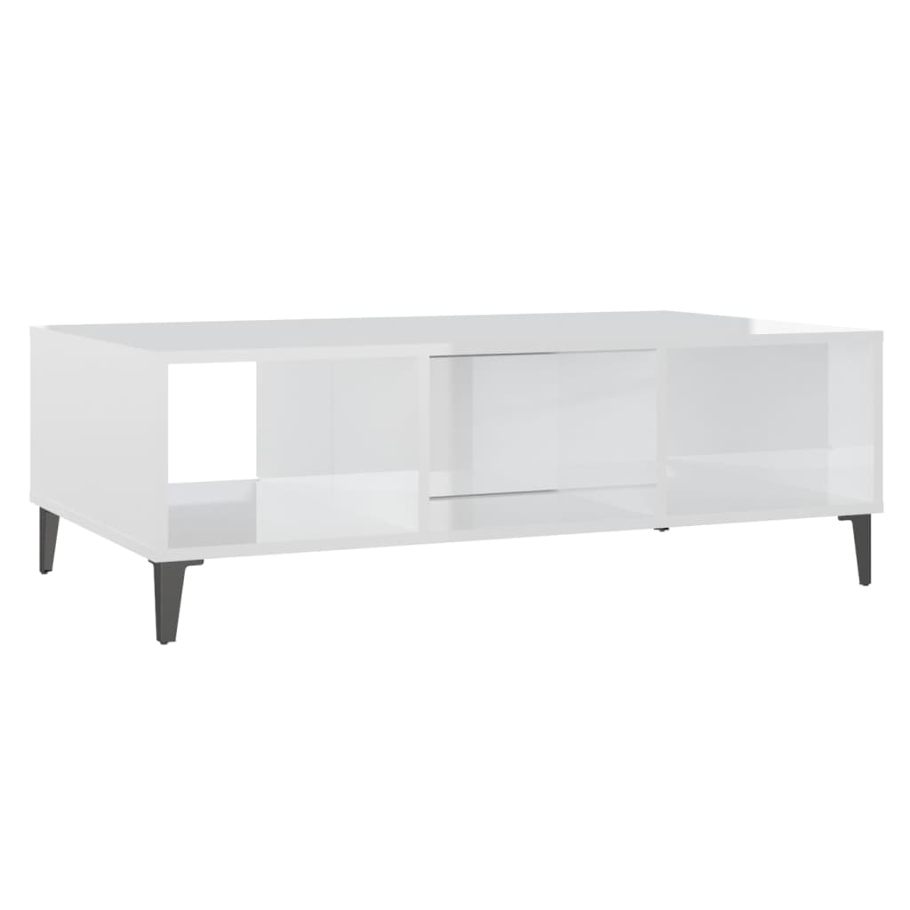 vidaXL Sohvapöytä korkeakiilto valkoinen 103,5x60x35 cm lastulevy