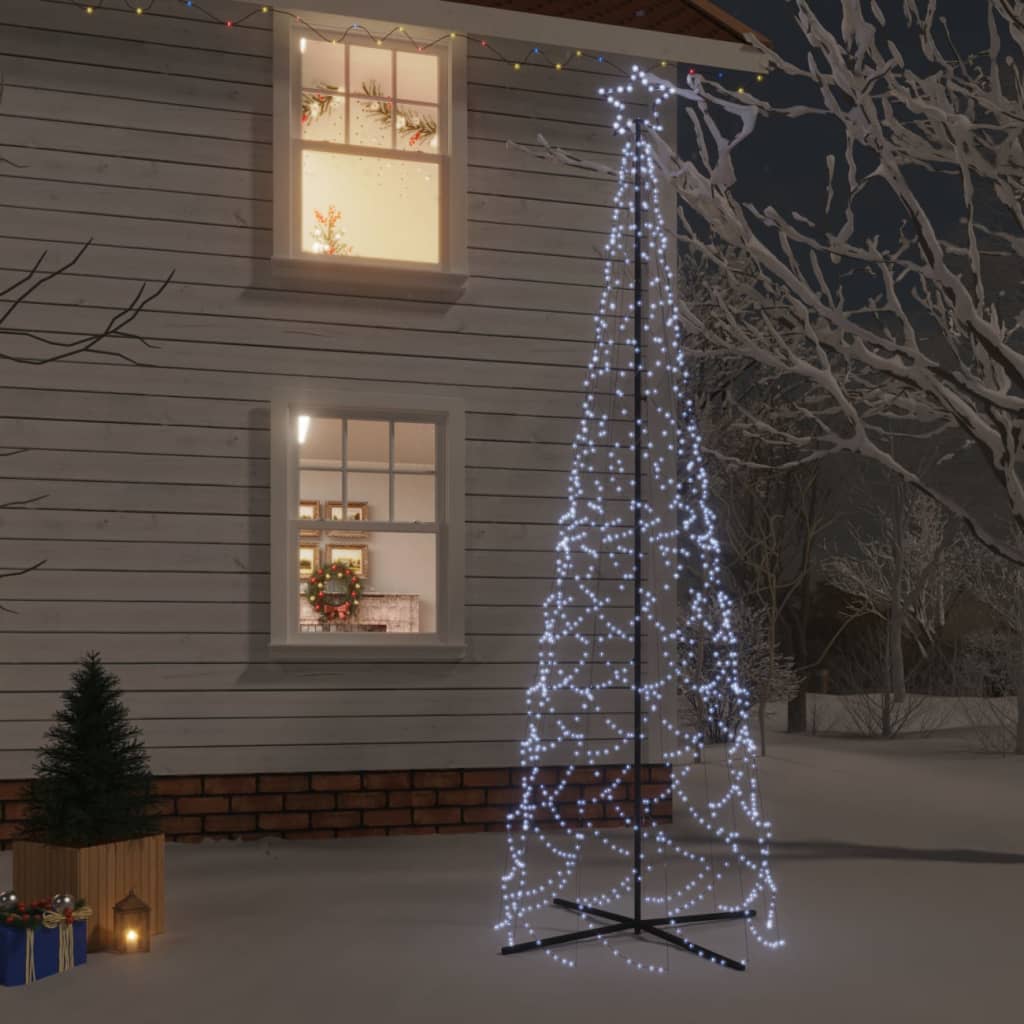 vidaXL Kartio joulukuusi 500 kylmän valkoista LED-valoa 100x300 cm