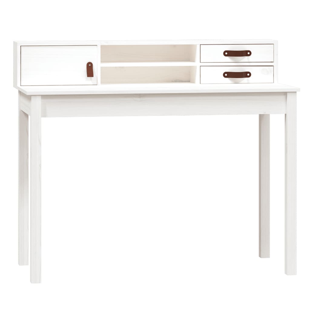vidaXL Työpöytä valkoinen 110x50x93 cm täysi mänty