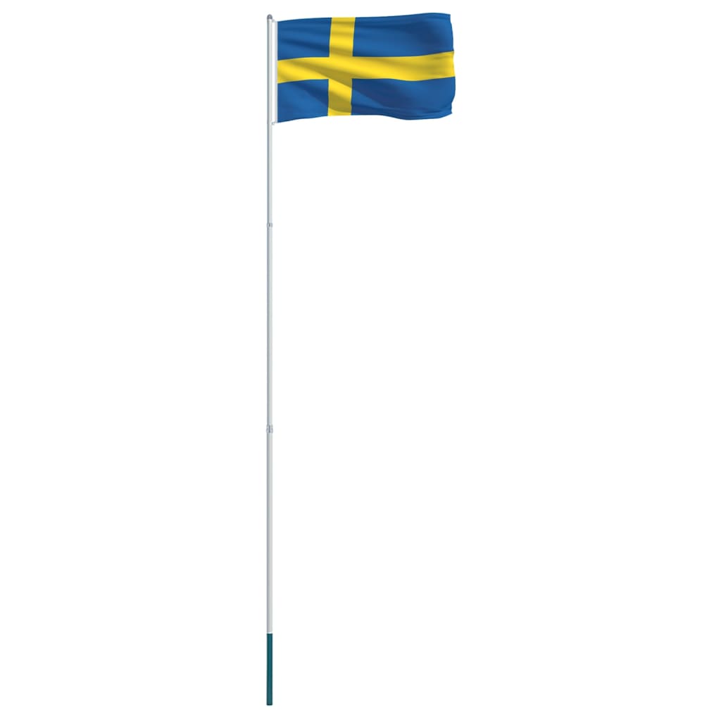 vidaXL Ruotsin lippu ja tanko alumiini 4 m
