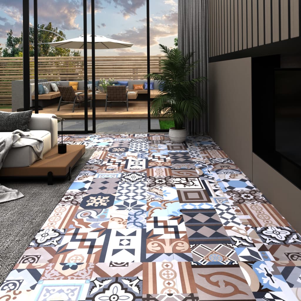 vidaXL PVC-lattialankku itseliimautuva 5,11 m² monokuvio