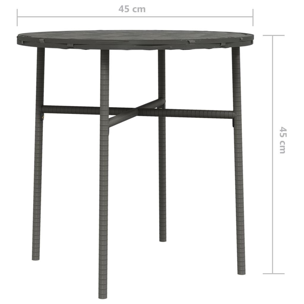 vidaXL Teepöytä harmaa 45 cm polyrottinki