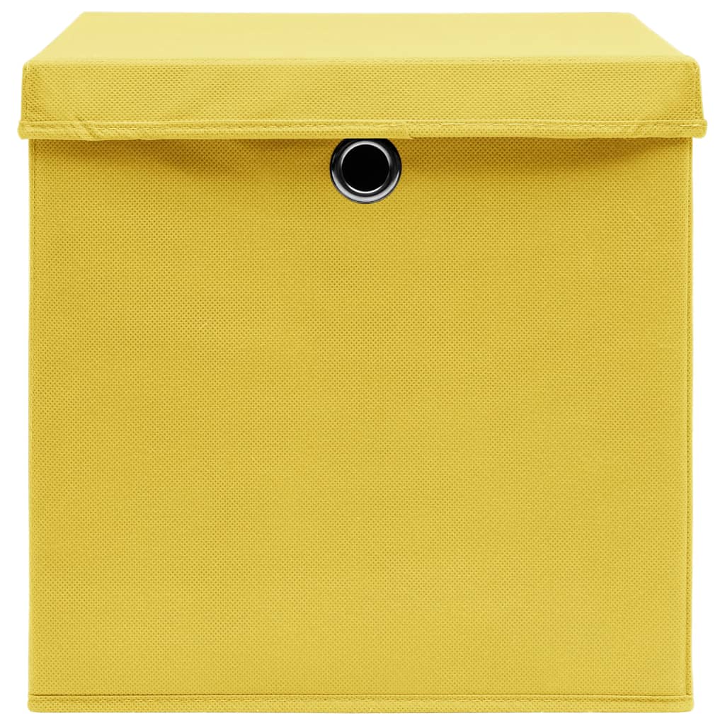 vidaXL Säilytyslaatikot kansilla 10 kpl keltainen 32x32x32 cm kangas