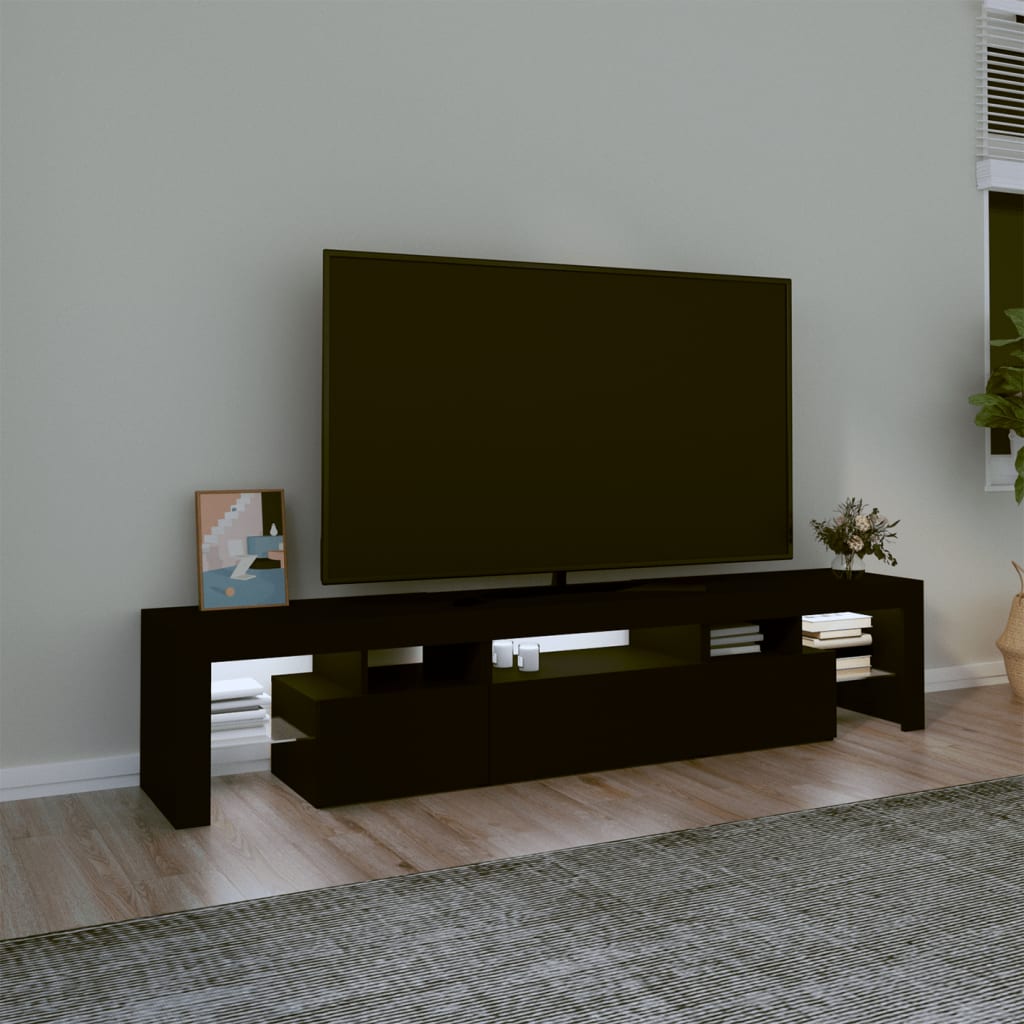 vidaXL TV-taso LED-valoilla musta 200x36,5x40 cm