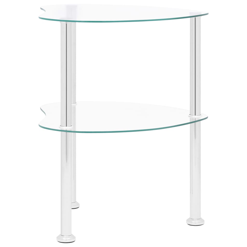 vidaXL 2-tasoinen sivupöytä läpinäkyvä 38x38x50 cm karkaistu lasi