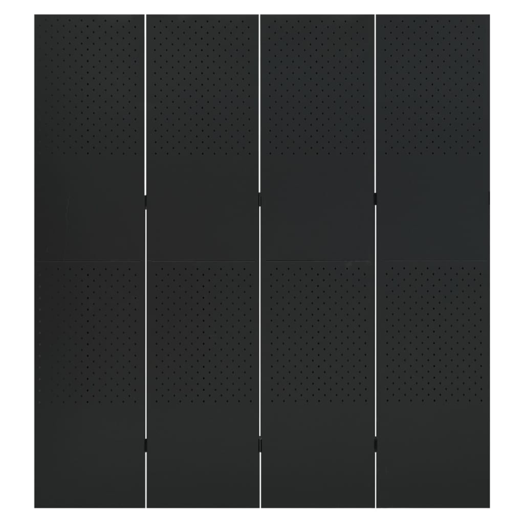 vidaXL 4-paneelinen tilanjakaja 160x180 cm musta teräs