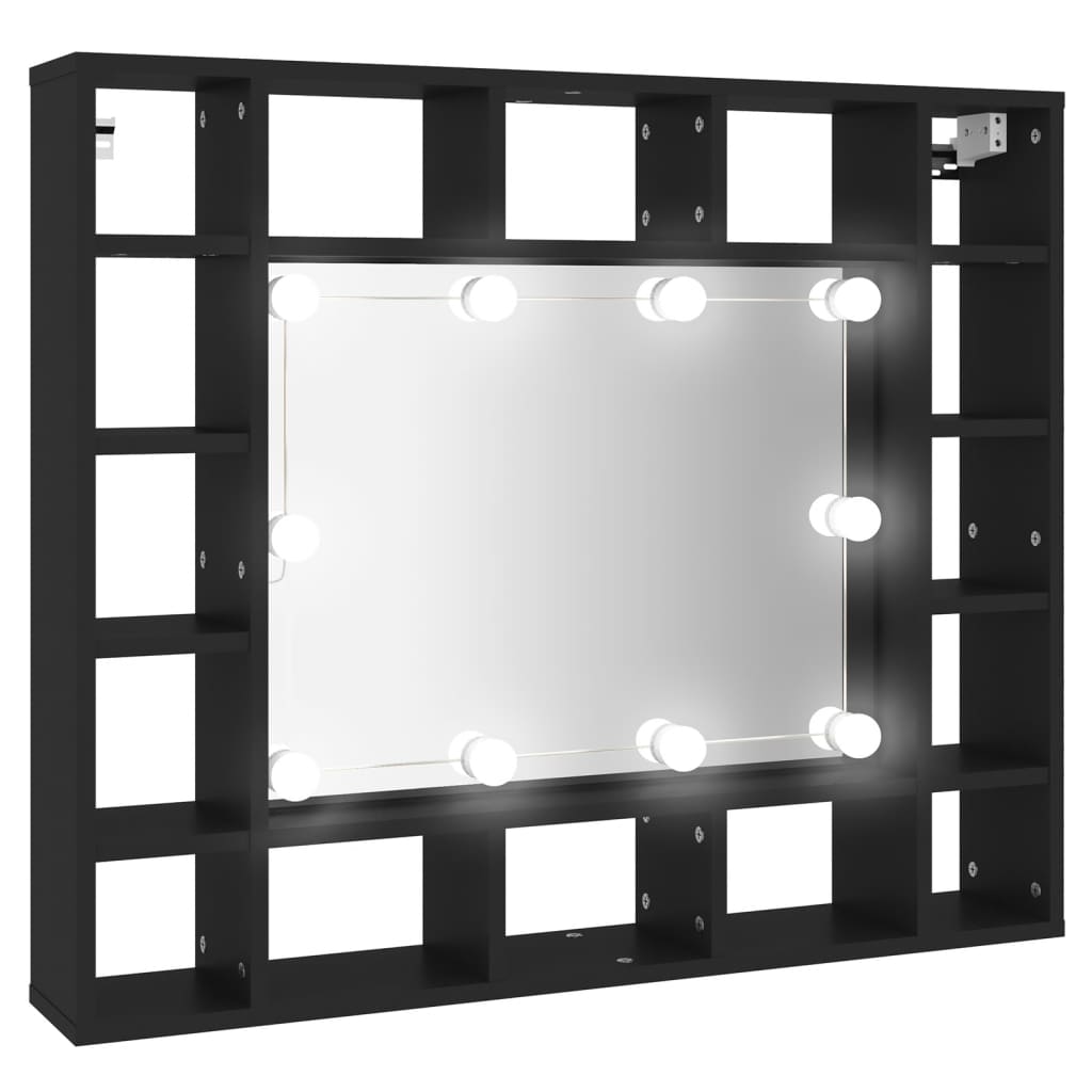 vidaXL LED-peilikaappi musta 91x15x76,5 cm