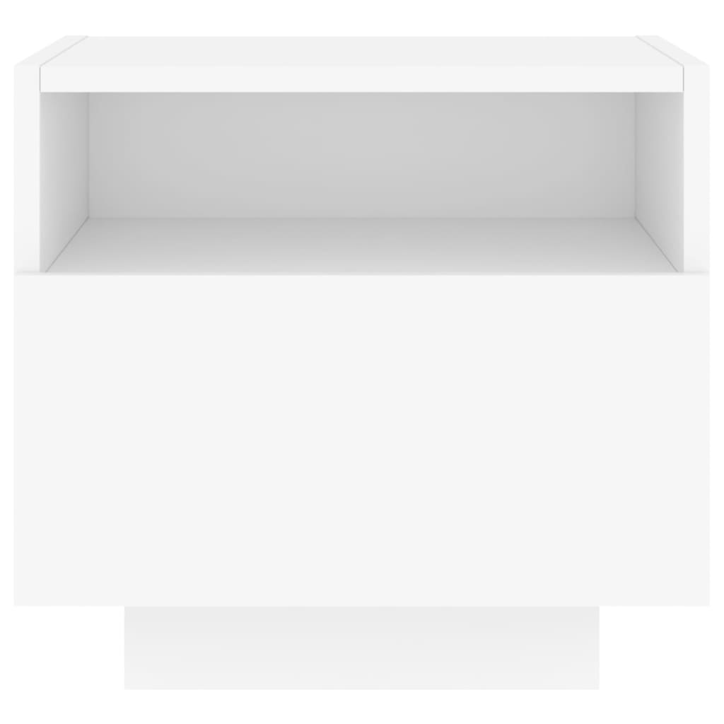 vidaXL Yöpöytä LED-valoilla 2 kpl valkoinen 40x39x37 cm