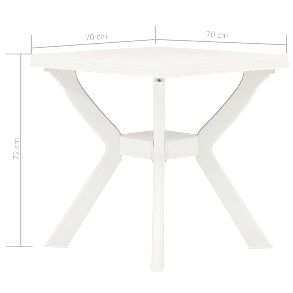 vidaXL Bistropöytä valkoinen 70x70x72 cm muovi