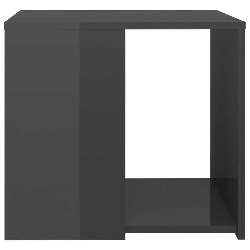 vidaXL Sivupöytä korkeakiilto harmaa 50x50x45 cm lastulevy