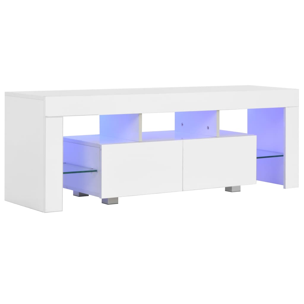 vidaXL TV-taso LED-valoilla korkeakiilto valkoinen 130x35x45 cm
