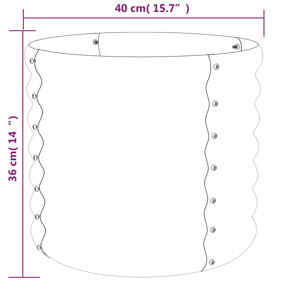 vidaXL Puutarhakukkalaatikko jauhemaalattu teräs 40x40x36 cm antras.