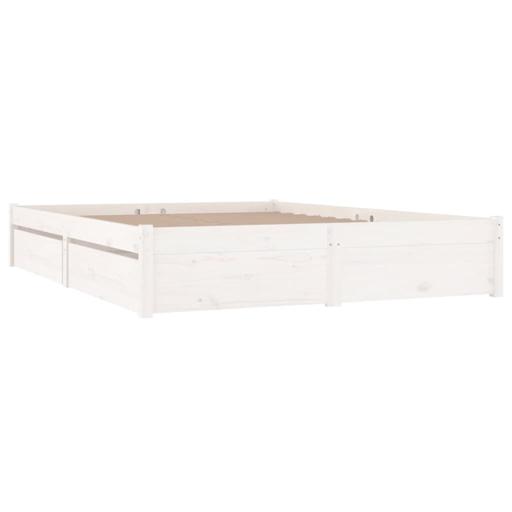 vidaXL Sängynrunko laatikoilla valkoinen 150x200 cm King Size