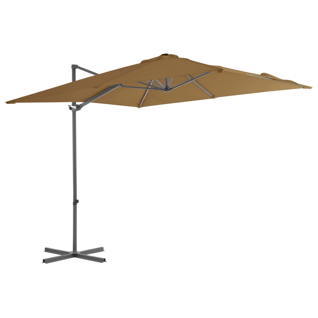 vidaXL Riippuva aurinkovarjo teräspylväällä 250x250 cm harmaanruskea