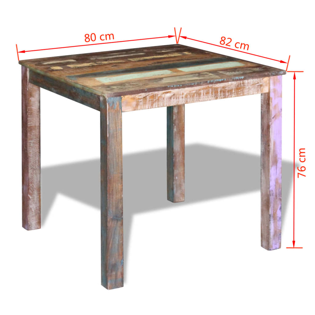 vidaXL Ruokapöytä kierrätetty massiivipuu 80x82x76 cm