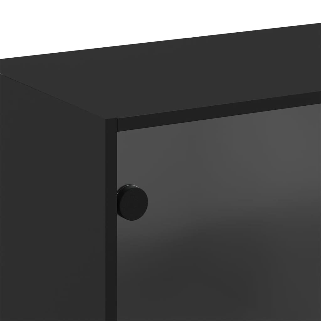 vidaXL Seinäkaappi lasiovilla musta 68x37x68,5 cm