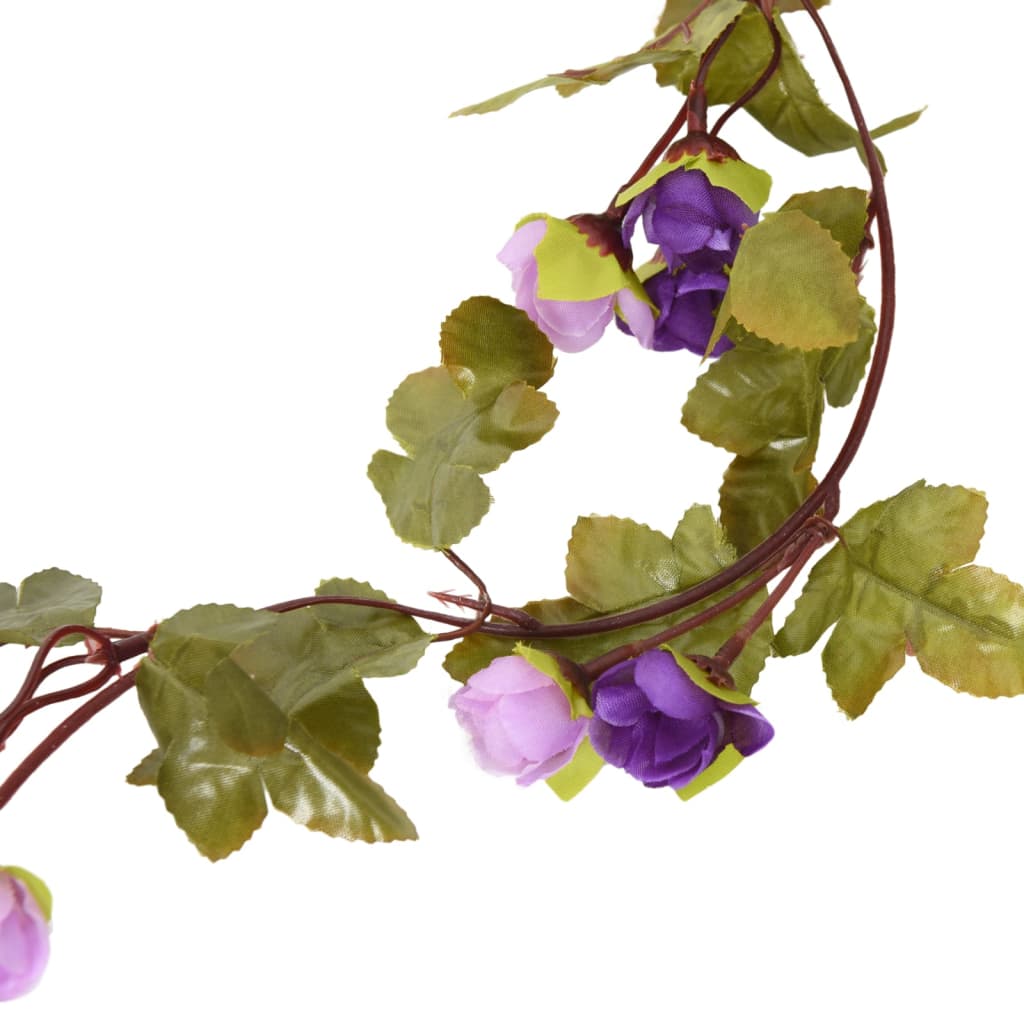 vidaXL Tekokukkaseppeleet 6 kpl vaalea violetti 215 cm