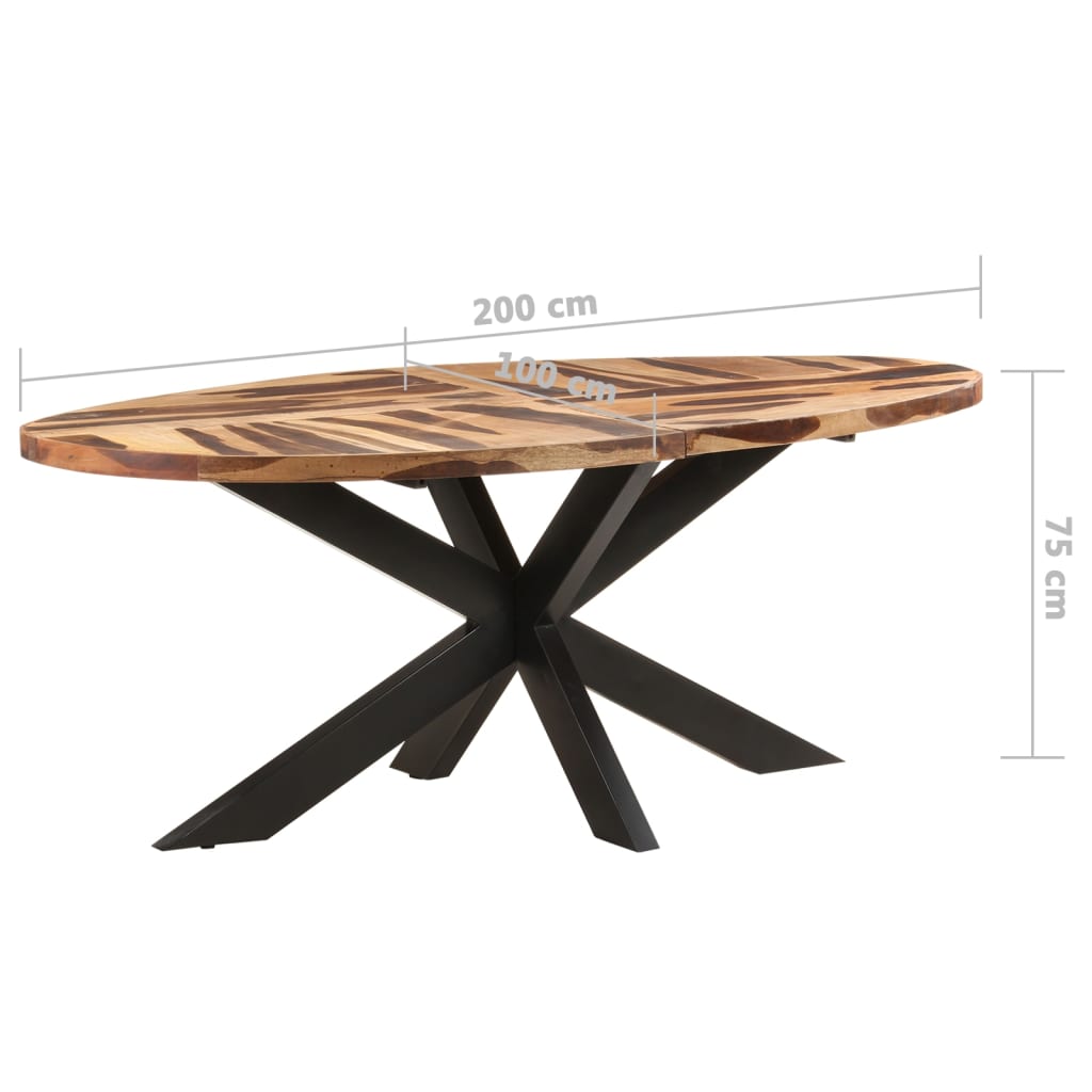 vidaXL Ruokapöytä ovaali 200x100x75cm akaasiapuu seesamviimeistelyllä