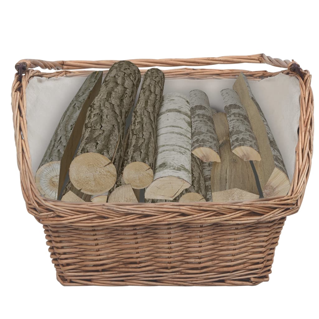 286989 vidaXL Firewood Basket with Handle 61,5x46,5x58 cm Brown Willow