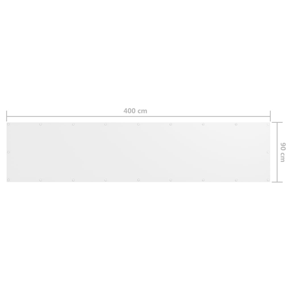 vidaXL Parvekkeen suoja valkoinen 90x400 cm Oxford kangas