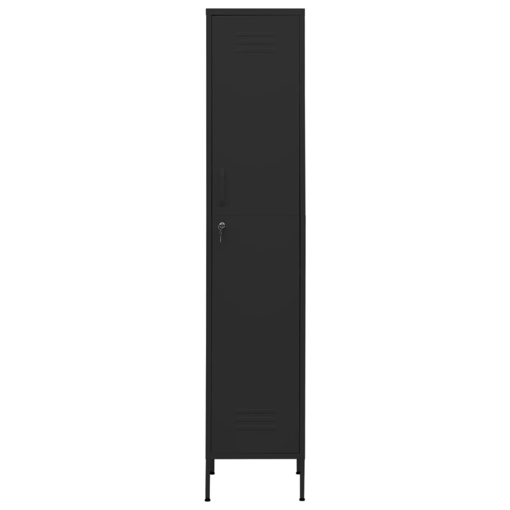 vidaXL Pukukaappi musta 35x46x180 cm teräs