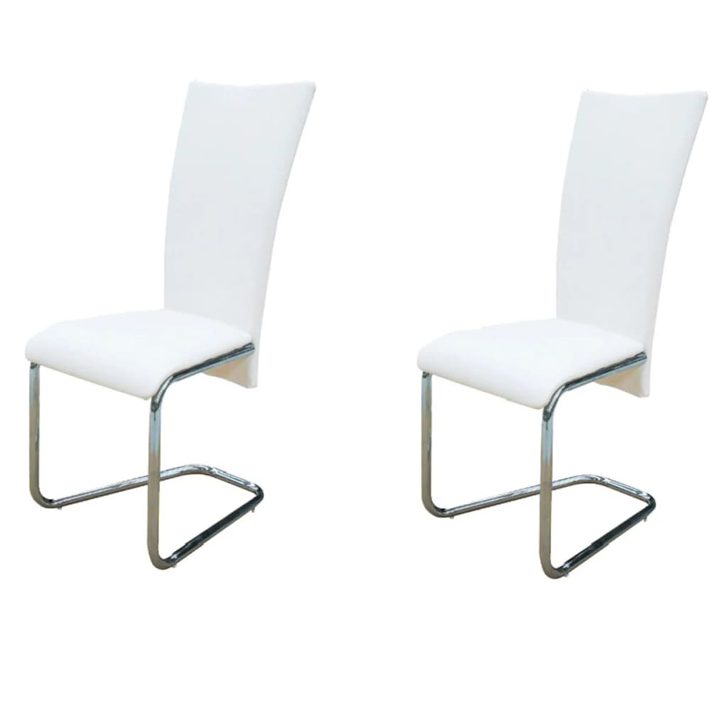 vidaXL Cantilever Ruokapöydän tuolit 2 kpl valkoinen keinonahka