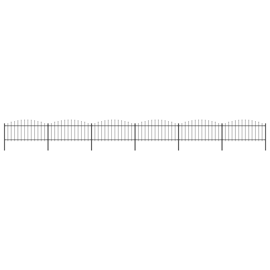vidaXL Puutarha-aita keihäskärjillä teräs (0,5-0,75)x10,2 m musta