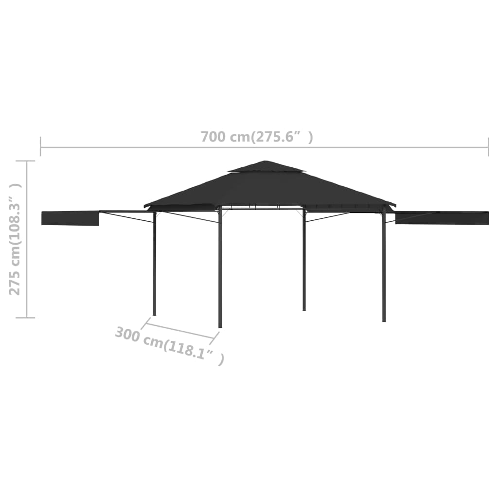 vidaXL Huvimaja laajennettavalla kaksoiskatolla 3x3x2,75 m antrasiitti