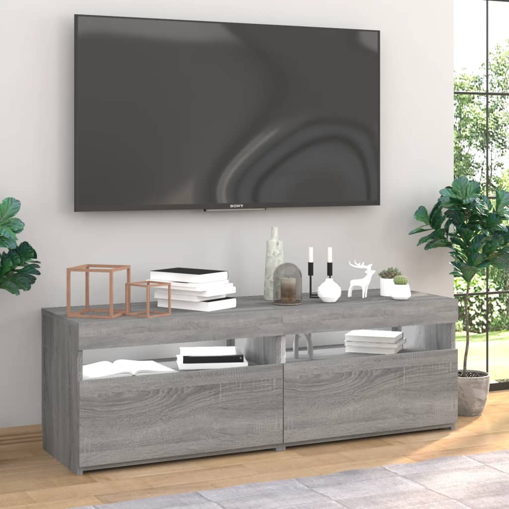 vidaXL TV-tasot 2 kpl LED-valoilla harmaa Sonoma 60x35x40 cm