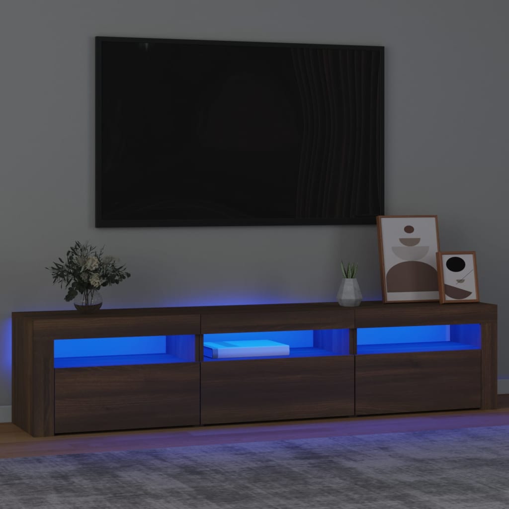 vidaXL TV-taso LED-valoilla ruskea tammi 180x35x40 cm