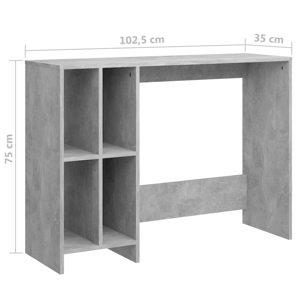 vidaXL Työpöytä betoninharmaa 102,5x35x75 cm tekninen puu