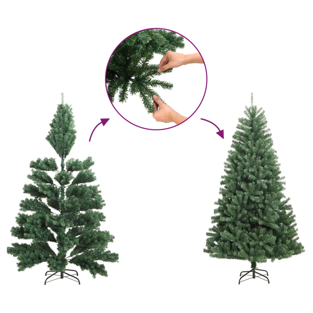 vidaXL Kapea joulukuusi aidolla puulla ja kävyillä vihreä 150 cm PVC
