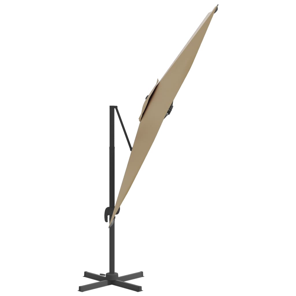 vidaXL Riippuva aurinkovarjo alumiinipylväällä taupe 400x300 cm