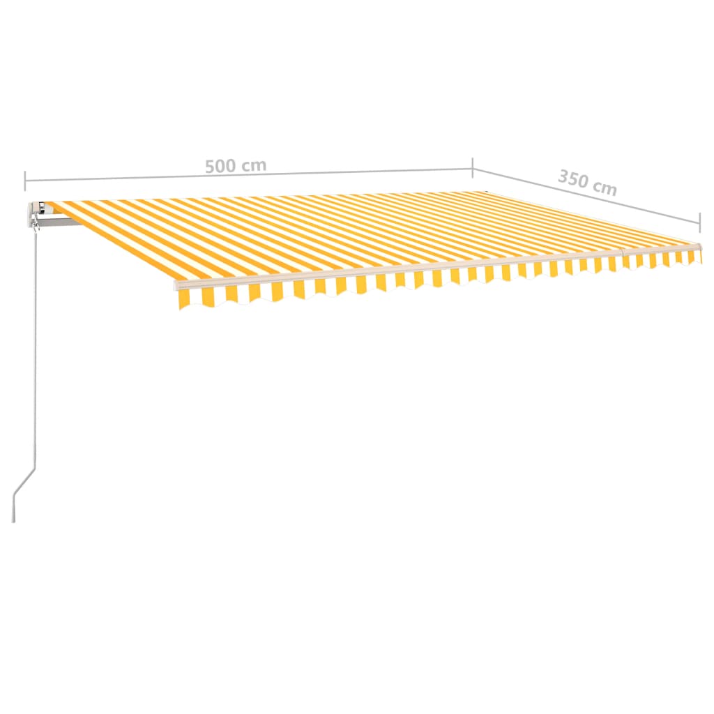 vidaXL Sisäänkelattava markiisi LED/tuulisensori 5x3,5m keltavalkoinen