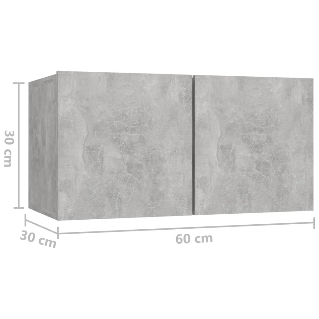 vidaXL Seinäkiinnitettävät TV-tasot 3 kpl betoninharmaa 60x30x30 cm