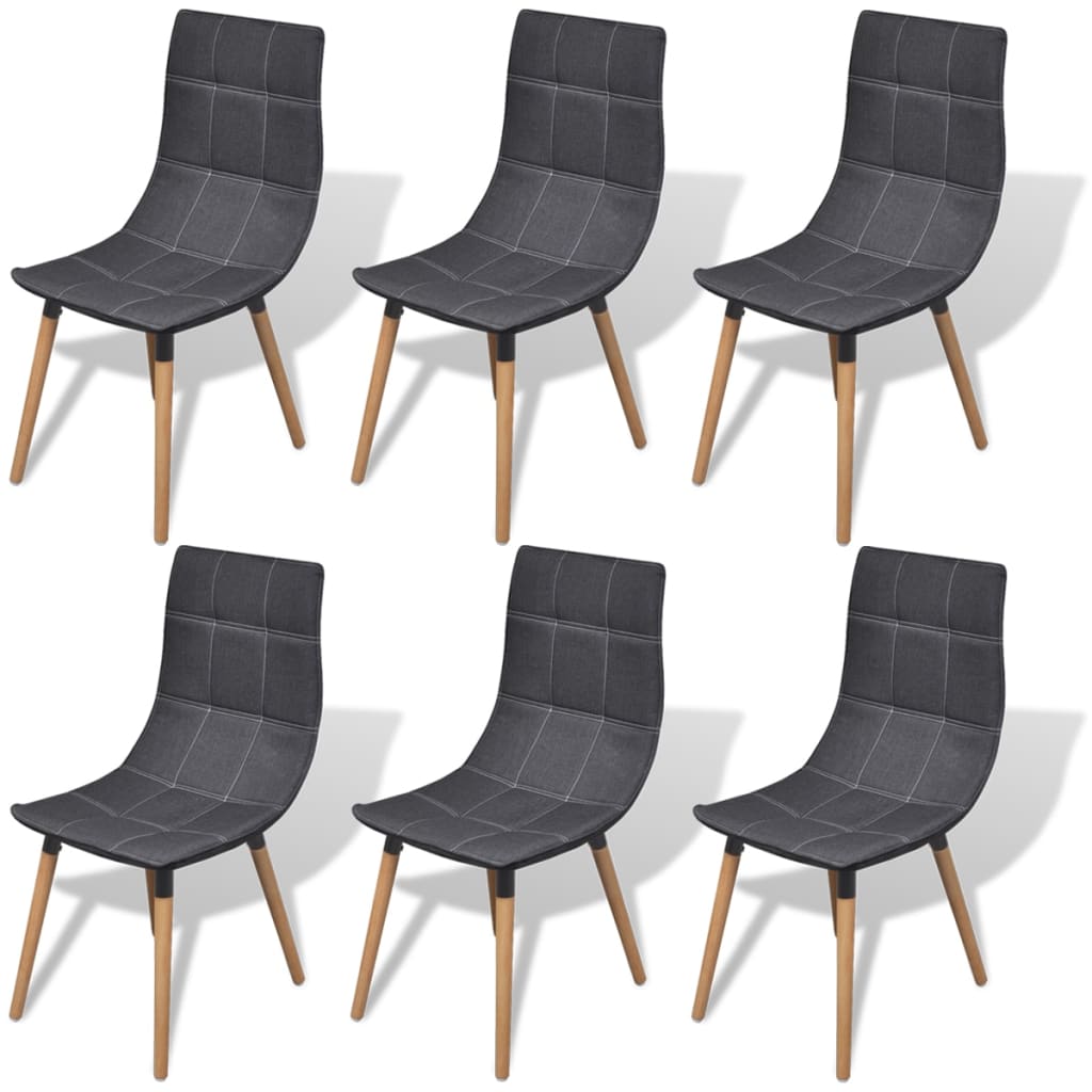 vidaXL Ruokapöydän tuolit 6 kpl tummanharmaa kangas