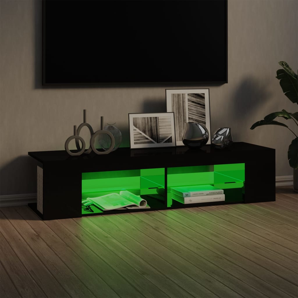 vidaXL TV-taso LED-valoilla korkeakiilto musta 135x39x30 cm