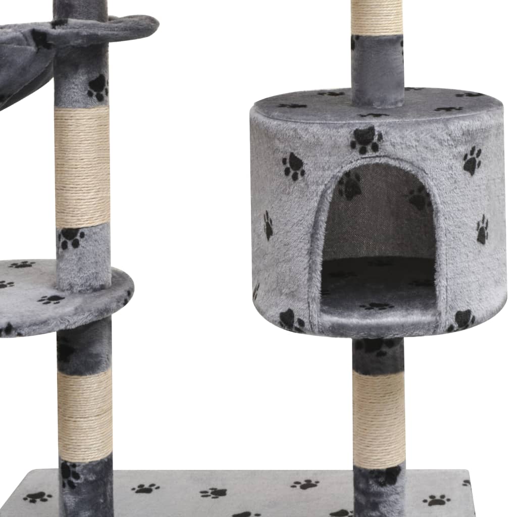 vidaXL Kissan raapimispuu sisal-pylväillä 125 cm tassunjäljet Harmaa