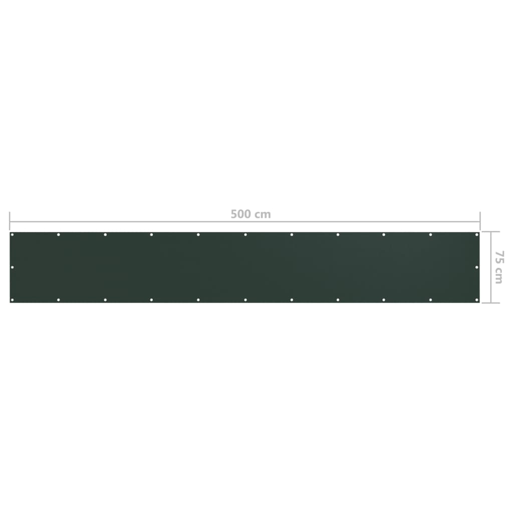 vidaXL Parvekkeen suoja tummanvihreä 75x500 cm Oxford kangas