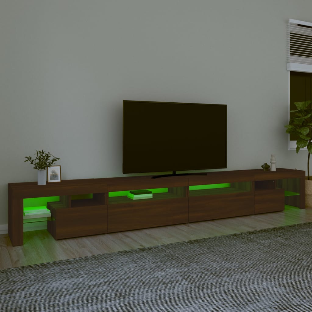 vidaXL TV-taso LED-valoilla ruskea tammi 290x36,5x40 cm