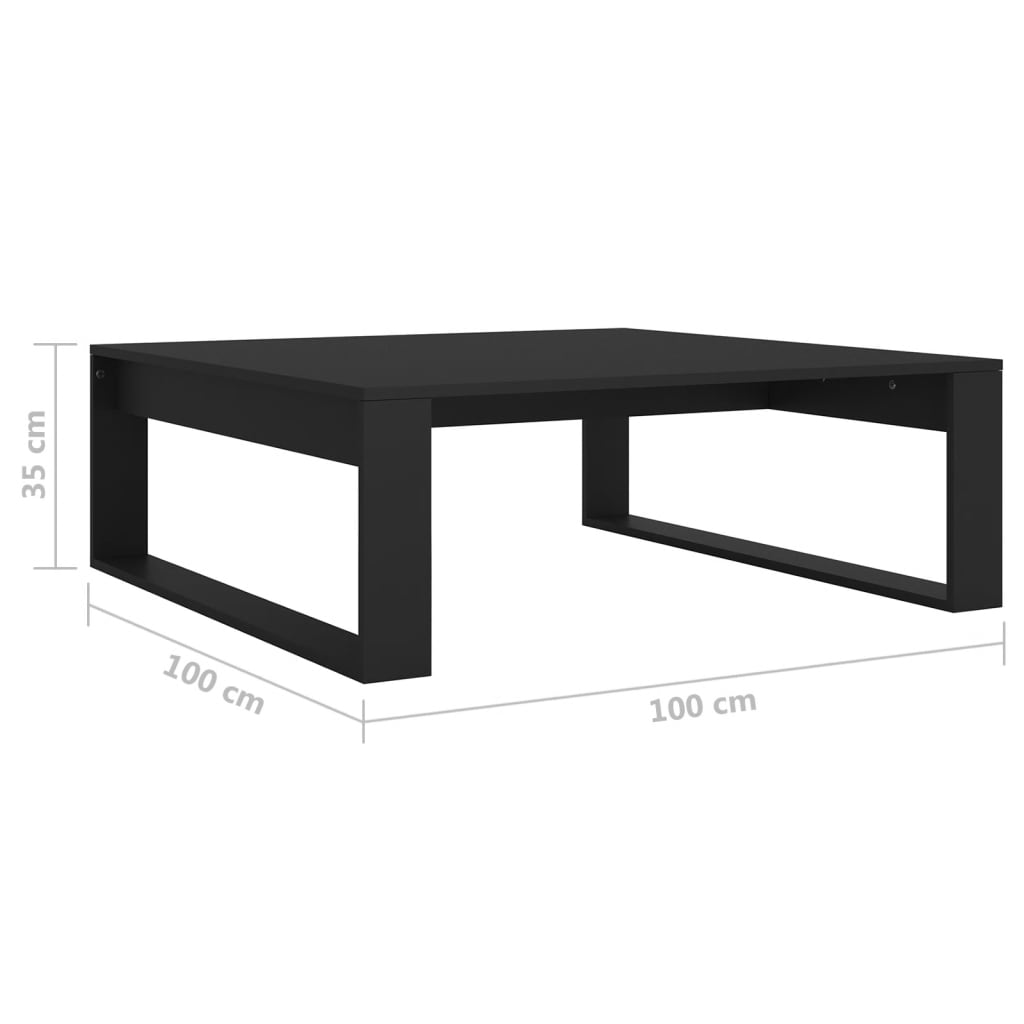 vidaXL Sohvapöytä musta 100x100x35 cm lastulevy