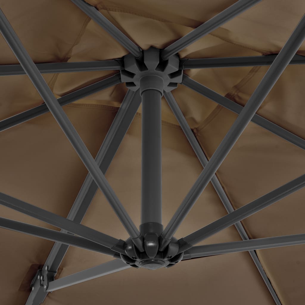 vidaXL Riippuva aurinkovarjo alumiinipylväällä 250x250cm ruskeanharmaa