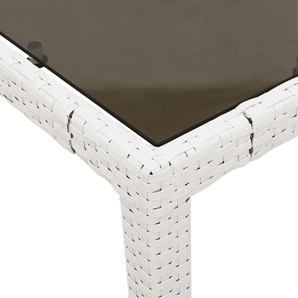 vidaXL Puutarhapöytä lasipöytälevy valkoinen 190x90x75 cm polyrottinki