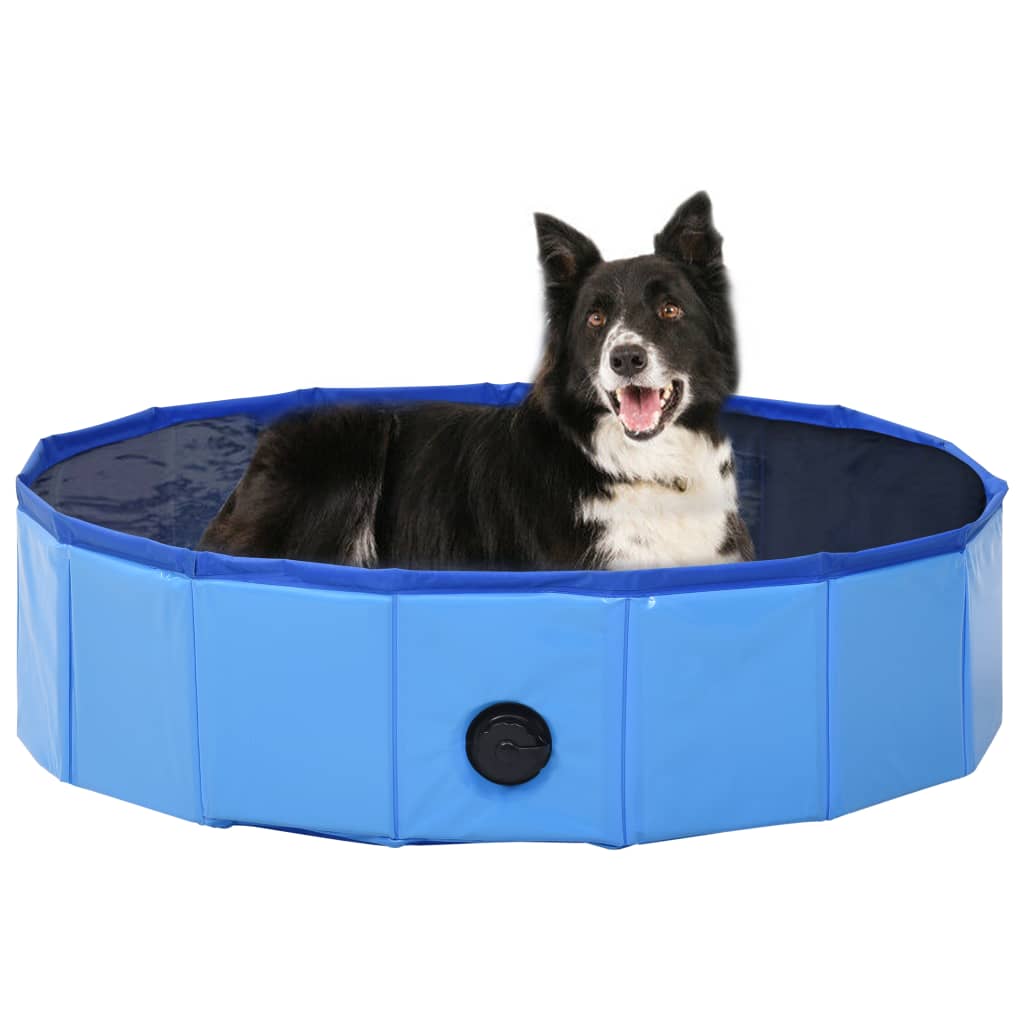 vidaXL Kokoontaitettava koiran uima-allas sininen 80x20 cm PVC