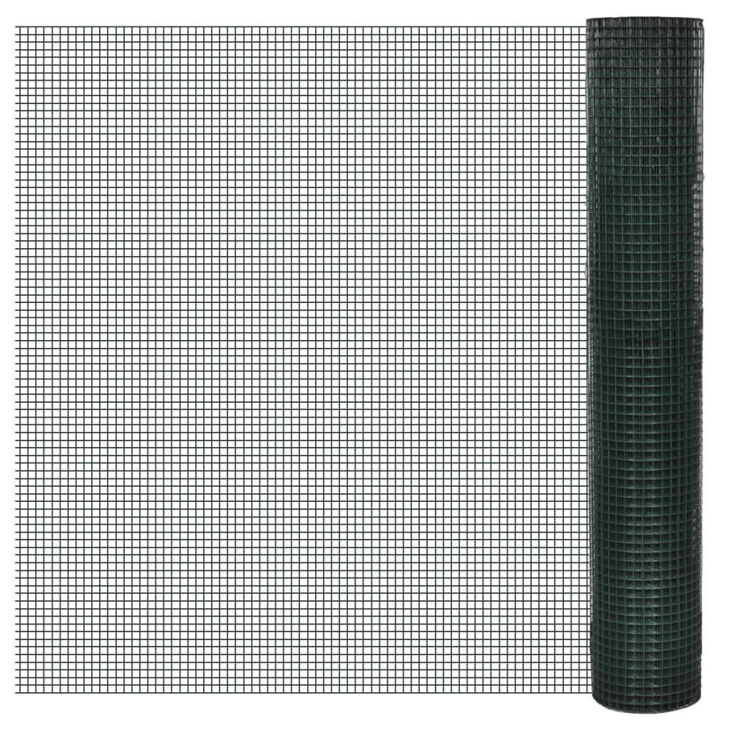 vidaXL Kanaverkko galvanoitu PVC pinnoitteella 10x1 m vihreä
