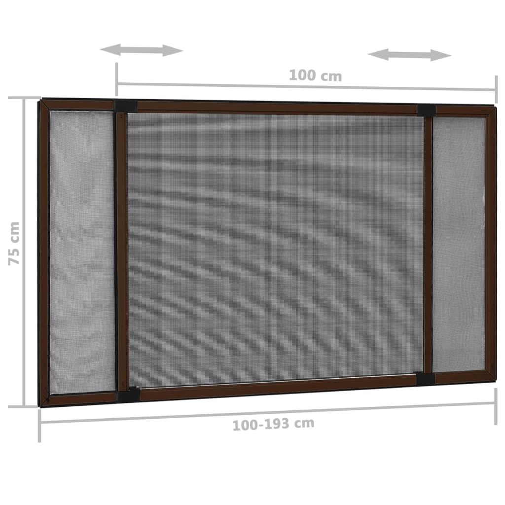 vidaXL Jatkettava hyönteisverkko ikkunaan ruskea (100-193)x75 cm