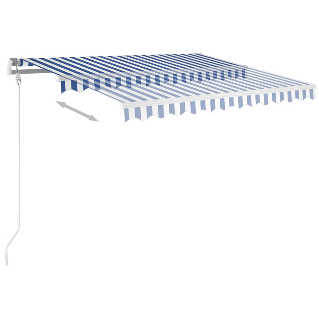 vidaXL Sisäänkelattava markiisi LED/tuulisens. 350x250cm sinivalkoinen