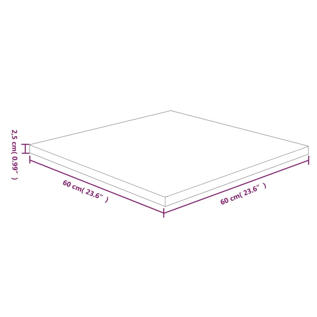 vidaXL Pöytälevy neliö tummanruskea 60x60x2,5 cm käsitelty tammi